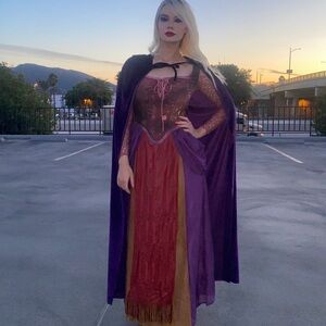 Hocus Pocus Sarah Sanderson Purple and Red Gothic Costume Dress Cosplay